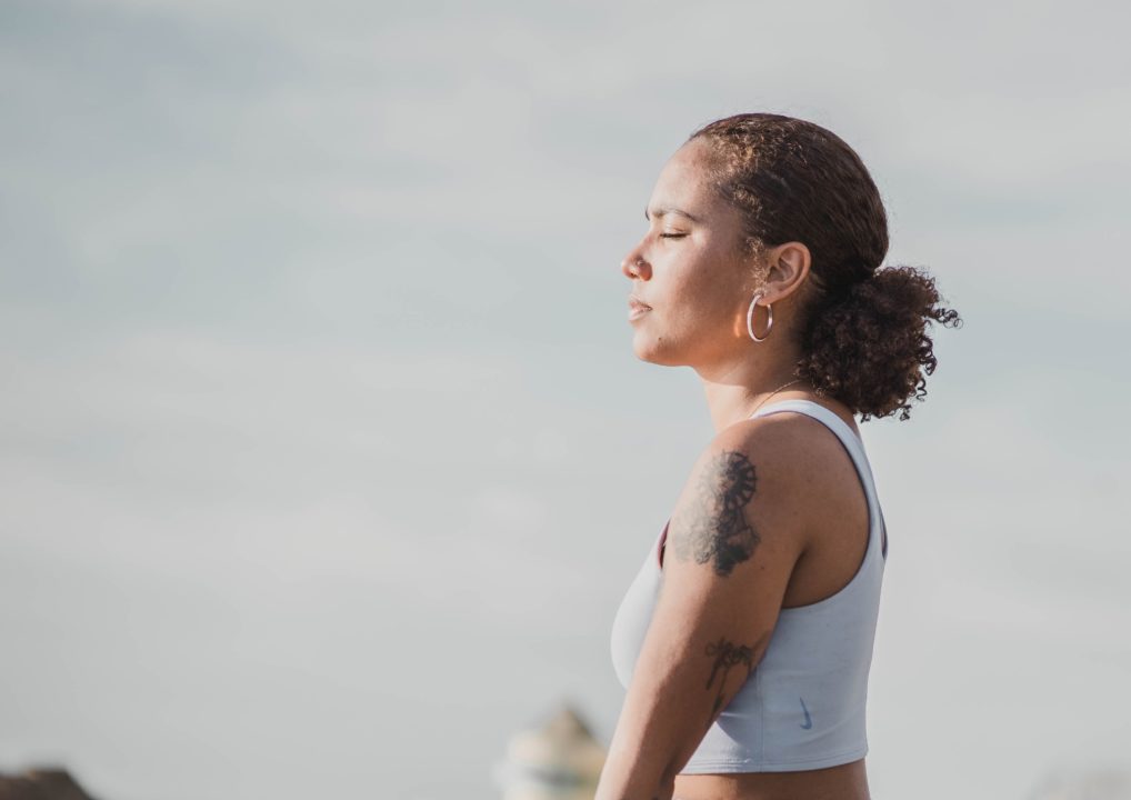 woman breathing