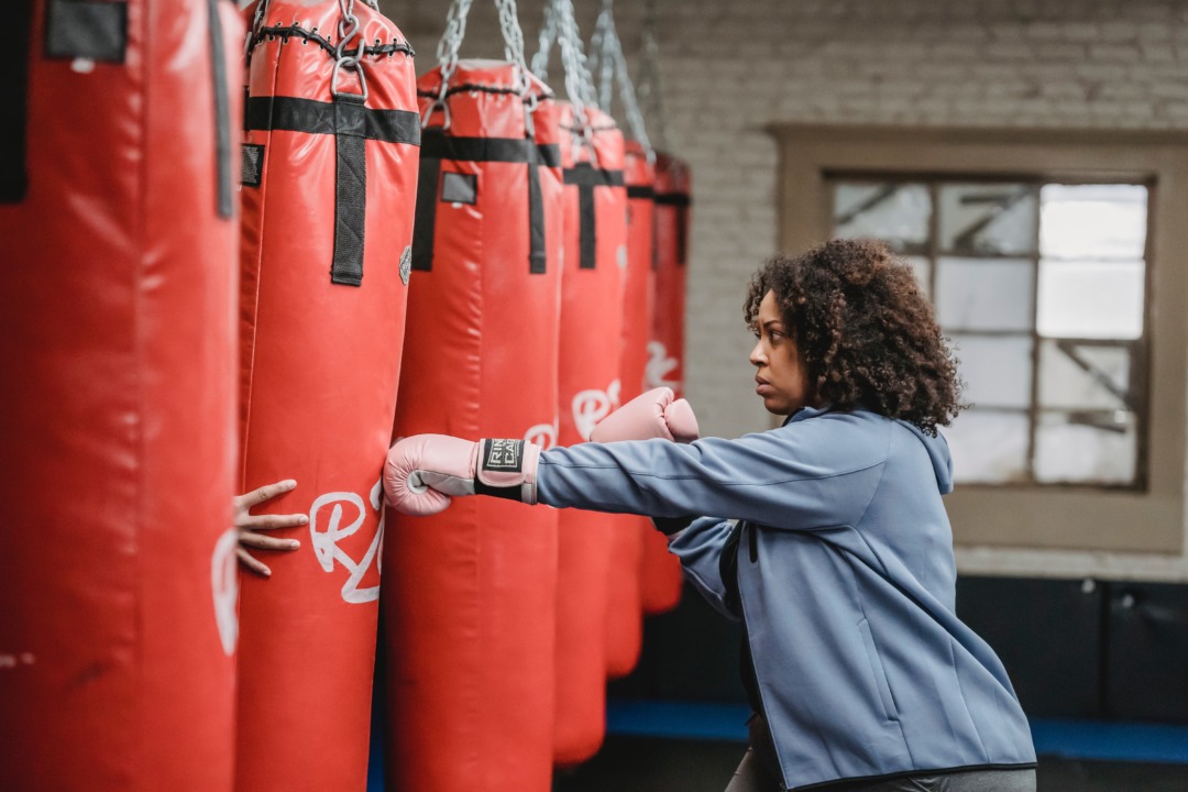 woman boxing in a gym