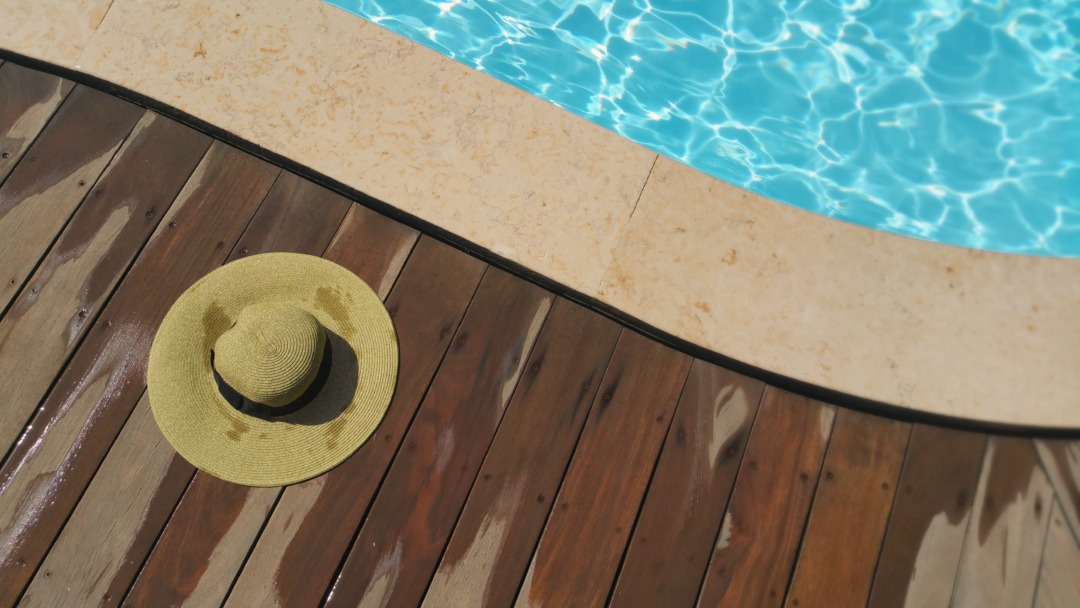 sunhat by a pool