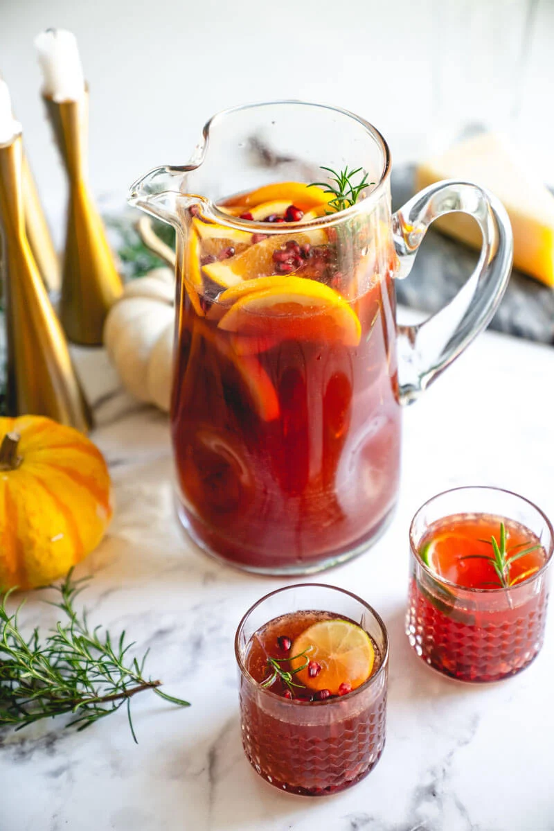 Pomegranate iced tea punch