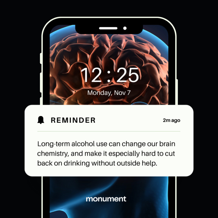 "Reminder: long-term alcohol use can change our brain chemistry, and make it especially hard to cut back on drinking without outside help"